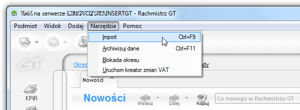 InsERT Rachmistrz GT: Import faktur z pliku EPP.