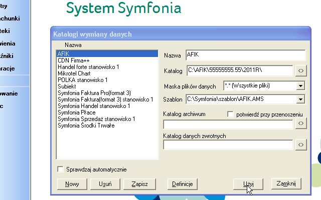 Symfonia FK: Wybierz AFIK po lewej.