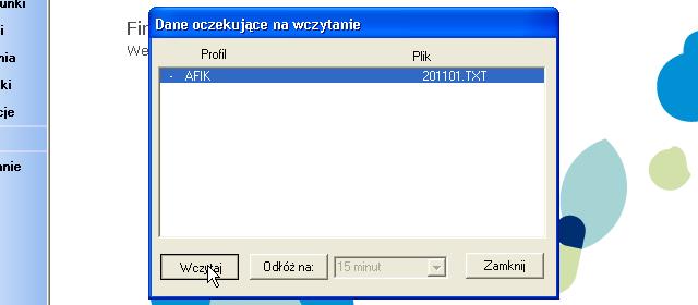 Symfonia FK: Wybór pliku importowania faktur.